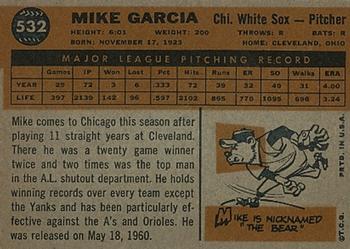 1960 Topps #532 Mike Garcia Back