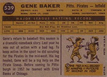 1960 Topps #539 Gene Baker Back