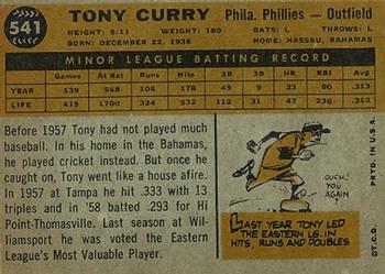 1960 Topps #541 Tony Curry Back
