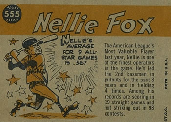 1960 Topps #555 Nellie Fox Back