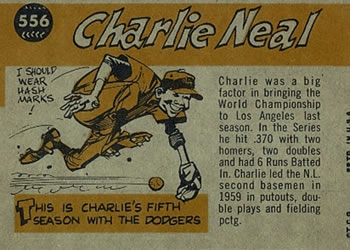1960 Topps #556 Charlie Neal Back