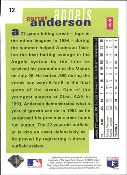 1995 Collector's Choice SE - Silver Signature #12 Garret Anderson Back