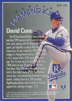 1995 Donruss - Diamond Kings #DK-25 David Cone Back