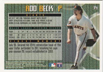 1995 Finest #34 Rod Beck Back
