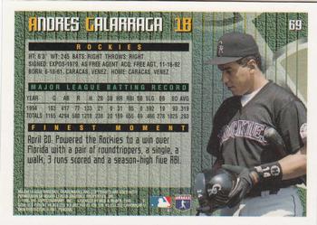 1995 Finest #69 Andres Galarraga Back