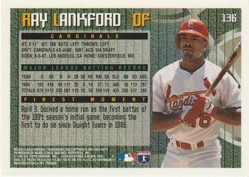 1995 Finest #136 Ray Lankford Back