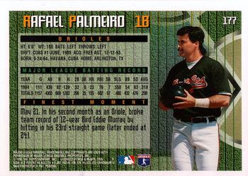 1995 Finest #177 Rafael Palmeiro Back