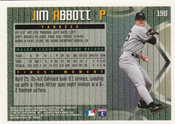 1995 Finest #190 Jim Abbott Back