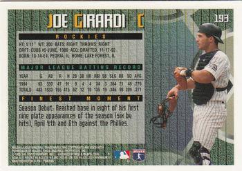 1995 Finest #193 Joe Girardi Back