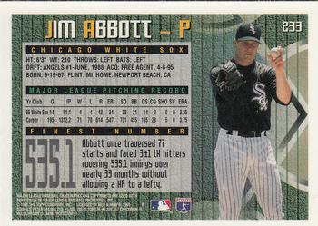 1995 Finest #233 Jim Abbott Back