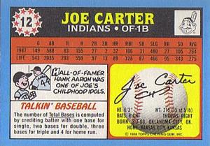1988 Topps UK Minis #12 Joe Carter Back