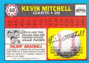 1988 Topps UK Minis #48 Kevin Mitchell Back
