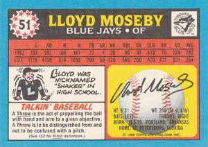 1988 Topps UK Minis #51 Lloyd Moseby Back