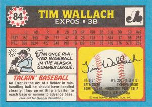 1988 Topps UK Minis #84 Tim Wallach Back