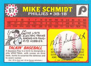 1988 Topps UK Minis #67 Mike Schmidt Back