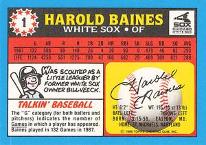 1988 Topps UK Minis - Collector's Edition (Tiffany) #1 Harold Baines Back