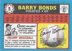 1988 Topps UK Minis - Collector's Edition (Tiffany) #5 Barry Bonds Back