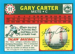 1988 Topps UK Minis - Collector's Edition (Tiffany) #11 Gary Carter Back