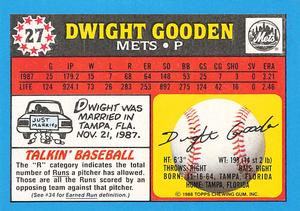 1988 Topps UK Minis - Collector's Edition (Tiffany) #27 Dwight Gooden Back