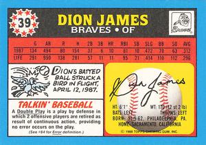 1988 Topps UK Minis - Collector's Edition (Tiffany) #39 Dion James Back