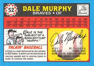 1988 Topps UK Minis - Collector's Edition (Tiffany) #52 Dale Murphy Back