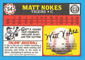 1988 Topps UK Minis - Collector's Edition (Tiffany) #54 Matt Nokes Back