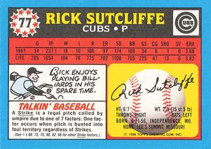 1988 Topps UK Minis - Collector's Edition (Tiffany) #77 Rick Sutcliffe Back