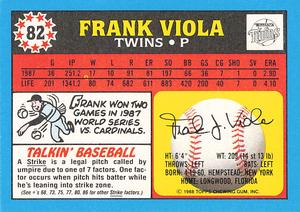 1988 Topps UK Minis - Collector's Edition (Tiffany) #82 Frank Viola Back