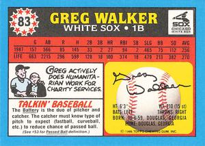 1988 Topps UK Minis - Collector's Edition (Tiffany) #83 Greg Walker Back