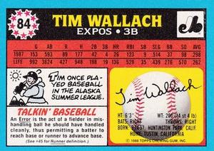 1988 Topps UK Minis - Collector's Edition (Tiffany) #84 Tim Wallach Back