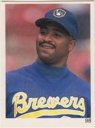 1993 Red Foley Stickers #98 Greg Vaughn Front