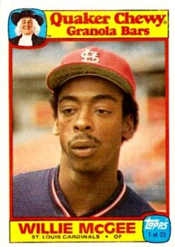 1986 Topps Quaker Granola #1 Willie McGee Front