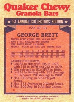1986 Topps Quaker Granola #23 George Brett Back