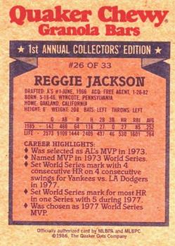 1986 Topps Quaker Granola #26 Reggie Jackson Back