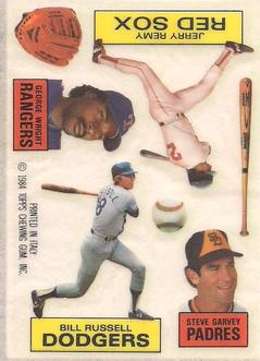 1984 Topps Rub-Downs #NNO Steve Garvey / Jerry Remy / Bill Russell / George Wright Front
