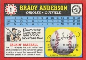 1989 Topps UK Minis #1 Brady Anderson Back