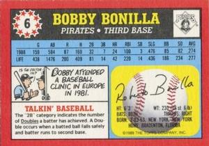 1989 Topps UK Minis #6 Bobby Bonilla Back