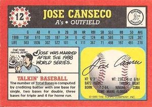1989 Topps UK Minis #12 Jose Canseco Back