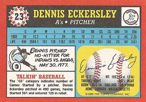 1989 Topps UK Minis #23 Dennis Eckersley Back