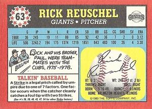 1989 Topps UK Minis #63 Rick Reuschel Back