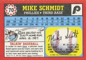 1989 Topps UK Minis #70 Mike Schmidt Back