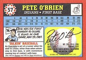 1989 Topps UK Minis #57 Pete O'Brien Back