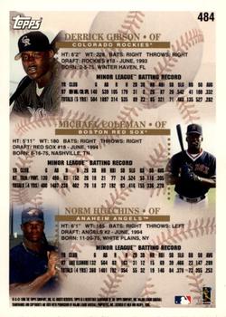 1998 Topps - Inaugural Devil Rays #484 Derrick Gibson / Michael Coleman / Norm Hutchins Back
