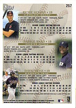 1998 Topps - Inaugural Diamondbacks #257 Richie Sexson / Daryle Ward / David Ortiz Back