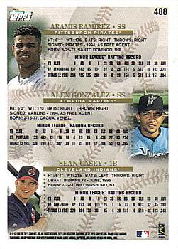 1998 Topps - Inaugural Diamondbacks #488 Aramis Ramirez / Alex Gonzalez / Sean Casey Back