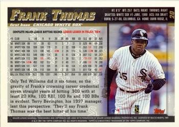 1998 Topps - Inaugural Diamondbacks #20 Frank Thomas Back