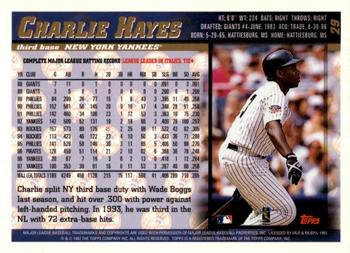 1998 Topps - Inaugural Diamondbacks #29 Charlie Hayes Back