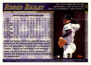 1998 Topps - Inaugural Diamondbacks #63 Roger Bailey Back