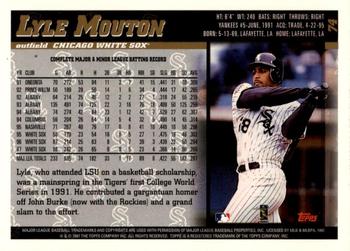 1998 Topps - Inaugural Diamondbacks #74 Lyle Mouton Back