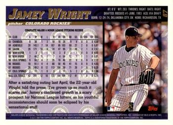 1998 Topps - Inaugural Diamondbacks #87 Jamey Wright Back